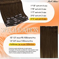 Full Shine 14 Inch Brown Human Hair Clip In Extensions 7Pcs Clip In Hair Extensions Real Human Hair Cool Brown Hairpiece For Wom