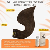 Full Shine 14 Inch Brown Human Hair Clip In Extensions 7Pcs Clip In Hair Extensions Real Human Hair Cool Brown Hairpiece For Wom