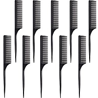 10 Pieces Rat Tail Comb Styling Carbon Heat Resistant Comb Anti Static Teasing Comb For Back Combing Root Teasing Adding Volume