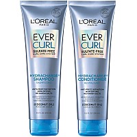 L'Oreal Paris EverCurl Sulfate Free Shampoo and Conditioner Kit for Curly Hair, Lightweight, Anti-Frizz Hydration, Gentle on Curls, with Coconut Oil, 8.5 Ounce, Set of 2 (Packaging May Vary)