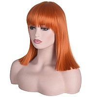 Morvally Short Straight Ginger Bob Wig With Blunt Bangs Heat Resistant Hair Natural Looking Cosplay Costume Daily Wigs 14 273