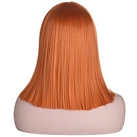 Morvally Short Straight Ginger Bob Wig With Blunt Bangs Heat Resistant Hair Natural Looking Cosplay Costume Daily Wigs 14 273