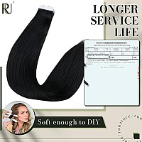 Runature 20 Inch Tape Hair Extensions Real Human Hair Black Seamless Invisible Tape In Human Hair Extensionsnatural Hair Tape On