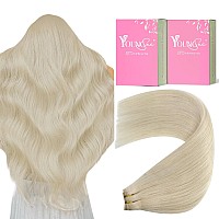 Youngsee Weft Hair Extensions Human Hair Blonde Straight Sew In Hair Extensions Platinum Blonde Human Hair Extensions Sew In Blo