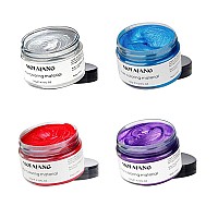 4 Colors Temporary Hair Color Wax Silver Grey Purple Red Blue Natural Hairstyle Cream Professional Coloring Mud For Men Women Ki