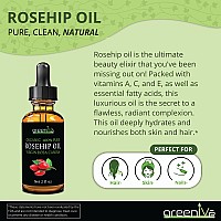 Greenive Organically Grown Rosehip Oil Rosa Canina 100 Pure Cold Pressed Virgin Oil Natural 16 Fl Oz