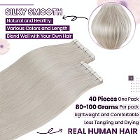 Laavoo Tape In Extensions Human Hair Platinum Blonde Tape In Hair Extensions 40 Pieces 22 Inch Solid Color 60 White Blonde Huma