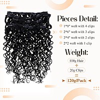 Hetto Black Curly Clip in Hair Extensions Human Hair 14 Inch #1 Jet Black Wavy Hair Extensions Clip in Human Hair 7pcs 105+20g Full Head Natural Wavy Clip in Extensions