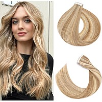 Rich Choices Tape In Hair Extensions Human Hair 40Pcs 80G Balayage Golden Brown Highlighted Bleach Blonde 100 Remy Hair Extensi