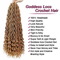 6 Packs Goddess Locs Crochet Hair 20 Inch Faux Locs Crochet Hair With Curly Ends Crochet Pre Looped Hair Brown Deep Wave Synthe