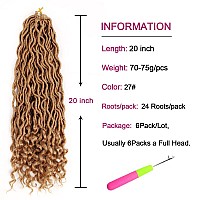 6 Packs Goddess Locs Crochet Hair 20 Inch Faux Locs Crochet Hair With Curly Ends Crochet Pre Looped Hair Brown Deep Wave Synthe