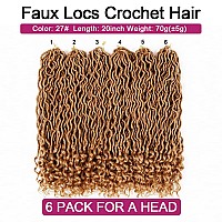 6 Packs Goddess Locs Crochet Hair 20 Inch Faux Locs Crochet Hair With Curly Ends Crochet Pre Looped Hair Brown Deep Wave Synthe