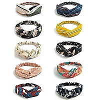 DRESHOW 10 Pack Boho Headbands for Women Girls Criss Cross Elastic Hair Band Twisted Head Wrap Floral Hair Accessories