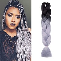 Benehair Ombre Braiding Hair 1 Bundle 24Inch Jumbo Braiding Hair Extensions High Temperature Synthetic Braid Hair Braiding Hair