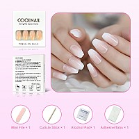 Coolnail Pink Nude White Ombre French Ballerina Coffin False Nails Gradient Natural Manicure Press On Fake Nails Tips Daily Offi