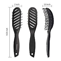 FIXBODY Curved Vent Hair Brush for Blow Drying, Styling and Solon, Detangling Hair Brush for Short Thick Tangles Hair, Both Men and Women, Black