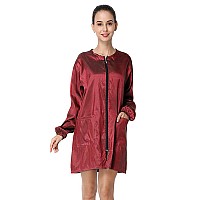 Exttlliy Chameleon Fabric Salon Smock Professional Hair Stylist Jacket Waterproof Haircut Cape Barber Apron Dark Red Xl