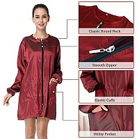 Exttlliy Chameleon Fabric Salon Smock Professional Hair Stylist Jacket Waterproof Haircut Cape Barber Apron Dark Red Xl