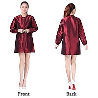 Exttlliy Chameleon Fabric Salon Smock Professional Hair Stylist Jacket Waterproof Haircut Cape Barber Apron Dark Red Xl