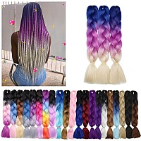 Benehair Ombre Braiding Hair 3 Bundleslot 24Inch Jumbo Braiding Hair Extensions High Temperature Synthetic Braid Hair Braiding