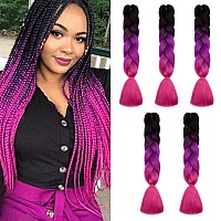 Benehair Ombre Braiding Hair 5 Bundleslot 24Inch Jumbo Braiding Hair Extensions High Temperature Synthetic Braid Hair Braiding