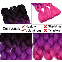 Benehair Ombre Braiding Hair 5 Bundleslot 24Inch Jumbo Braiding Hair Extensions High Temperature Synthetic Braid Hair Braiding