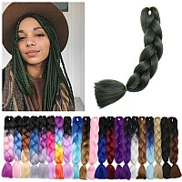 Benehair Dark Green Braiding Hair 1 Bundle 24Inch Jumbo Braiding Hair Extensions High Temperature Synthetic Braid Hair Braiding