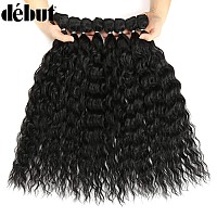 Dbut Synthetic Hair 8 Bundles With Simple Closure Water Wave High Temperature Fiber Hair Weave 9Pcslot 20 Inch 240G Ombre Br