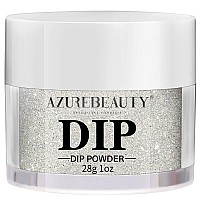 Azurebeauty Dip Powder Silver Glitter Color Gorgeous Sparkle Dipping Powder Shine Nail Art Starter Manicure Salon Diy At Home