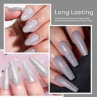 Azurebeauty Dip Powder Silver Glitter Color Gorgeous Sparkle Dipping Powder Shine Nail Art Starter Manicure Salon Diy At Home