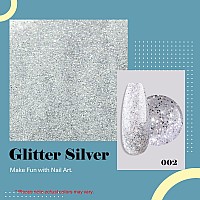 Azurebeauty Dip Powder Silver Glitter Color Gorgeous Sparkle Dipping Powder Shine Nail Art Starter Manicure Salon Diy At Home