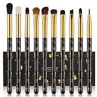 Docolor Eye Makeup Brushes 10Pcs Skull Printed Eyeshadow Makeup Brush Set Blending Concealer Eyebrow Eye Liners Premium Syntheti