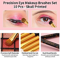 Docolor Eye Makeup Brushes 10Pcs Skull Printed Eyeshadow Makeup Brush Set Blending Concealer Eyebrow Eye Liners Premium Syntheti