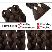 Benehair Medium Brown Braiding Hair 3 Bundleslot 24Inch Jumbo Braiding Hair Extensions High Temperature Synthetic Braid Hair Br