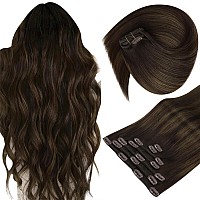 Sunny Clip In Hair Extensions Real Human Hair Brown Clip In Extensions Brown Hair Extensions Clip Ins Human Hair Balayage Dark B