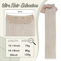 Easyouth Pure Wire Hair Extensions With Invisible Headband Real Human Hair White Blonde Wire Hair Extensions White Blonde Hairpi