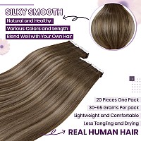 Laavoo Tape In Hair Extensions Human Hair Ombre Hair Extensions Tape In Balayage Brown Fading To Chestnut Brown Mix Golden Brown