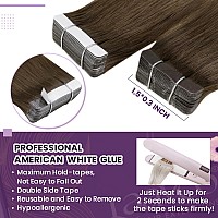 Laavoo Tape In Hair Extensions Human Hair Ombre Hair Extensions Tape In Balayage Brown Fading To Chestnut Brown Mix Golden Brown