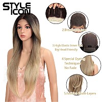 Style Icon Easy360 Lace Wigs 28 Free Part Lace Frontal Wigs Long Straight Wig Ombre Blonde Synthetic Wig28 Sop 22613