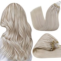 Hetto 22 Inch Micro Link Hair Extensions Blonde Micro Loop Hair Extensions Platinum Blonde Micro Ring Extensions Pre Bonded 50 S