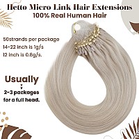 Hetto 22 Inch Micro Link Hair Extensions Blonde Micro Loop Hair Extensions Platinum Blonde Micro Ring Extensions Pre Bonded 50 S