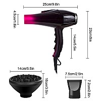 Professional Hair Dryer with Blue Light Far Infrared Negative Ionic 3500W Blow Dryer Fast Drying Heat Hairdryer Powerful Home Salon Hair Dryers with Attachment