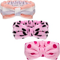 3 Pcs Towel Headbands For Women Headband For Washing Face Facial Hair Band Skincare Microfiber Bowtie Headband Makeup Terry Clot