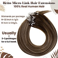 Hetto Balayage Micro Ring Hair Extensions Dark Brown Ombre To Ash Blonde Hair Micro Loop Extensions Remy Human Hair 16 Inch Invi