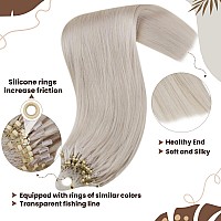 Hetto Micro Link Hair Extensions Human Hair Platinum Blonde Micro Bead Hair Extensions Real Human Hair Straight Micro Hair Exten