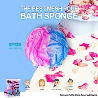 Loofah Sponge Bath Sponge For Women Men 4 Pack Blue Pink Conbine