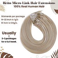 Hetto Blonde Micro Link Hair Extensions Real Human Hair Highlighted Ash Blonde Mix Bleach Blonde Micro Loop Hair Extensions Pre