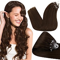 Hetto Micro Beads Hair Extensions Human Hair 4 Dark Brown Micro Link Extensions Remy Hair 22 Inch Pre Bonded Micro Loop Extensi