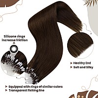 Hetto Micro Beads Hair Extensions Human Hair 4 Dark Brown Micro Link Extensions Remy Hair 22 Inch Pre Bonded Micro Loop Extensi