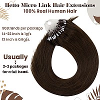 Hetto Micro Beads Hair Extensions Human Hair 4 Dark Brown Micro Link Extensions Remy Hair 22 Inch Pre Bonded Micro Loop Extensi